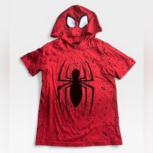 Marvel Spider-Man Tie Dye Red Hooded T-Shirt Boys Size 6
